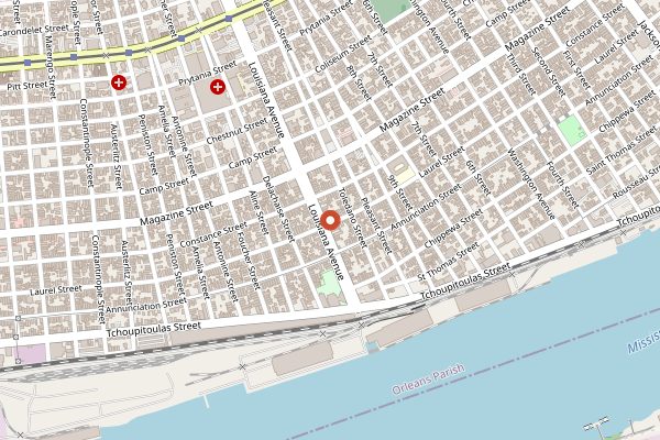 Map showing Atchafalaya in New Orleans