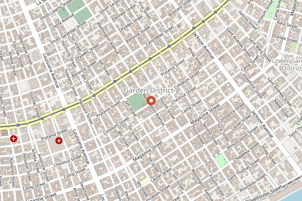 Map showing Commander's Palace in New Orleans