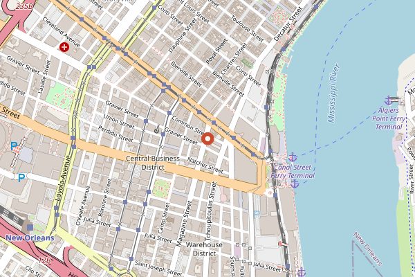 Map showing The Ruby Slipper Cafe in New Orleans