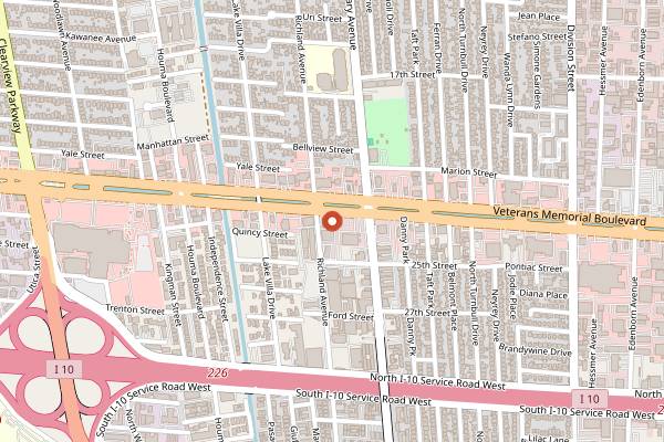 Map showing Atomic Burger in New Orleans