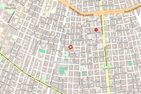Map showing Dat Dog on Freret in New Orleans