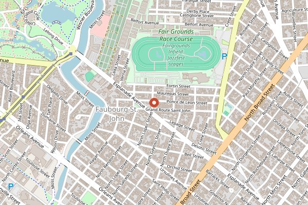 Map showing Liuzza's by the Track in New Orleans