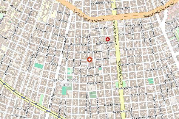 Map showing Midway Pizza in New Orleans