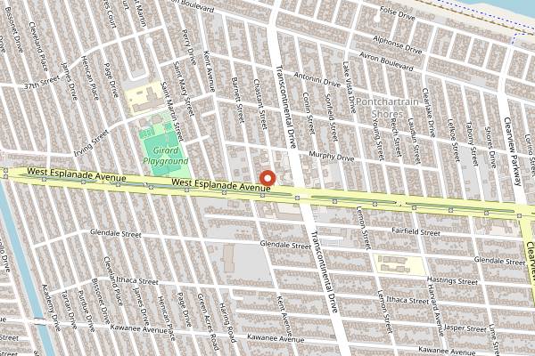 Map showing The Pizza Shoppe (Bronx Italian street food) in New Orleans