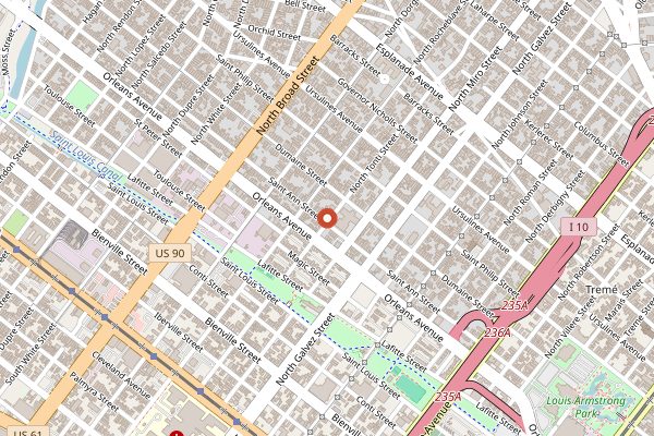Map showing Willie Mae's Scotch House in New Orleans