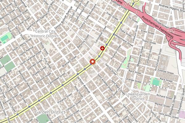 Map showing Avenue Cafe in New Orleans