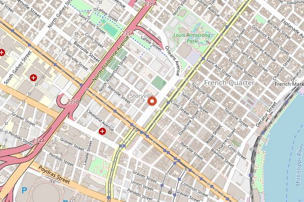 Map showing Backatown Coffee Parlour in New Orleans