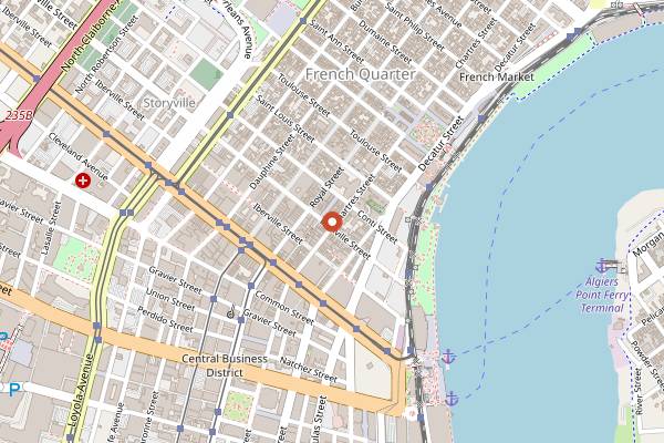 Map showing Café Fleur De Lis in New Orleans