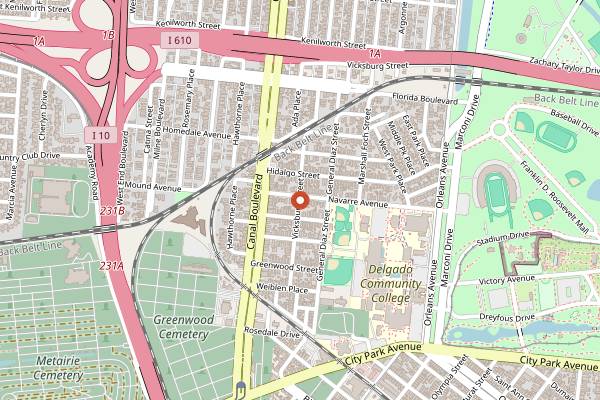 Map showing Cafe Navarre in New Orleans