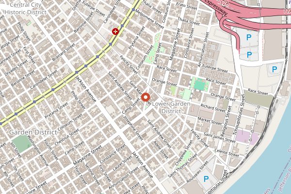 Map showing HiVolt Coffee in New Orleans