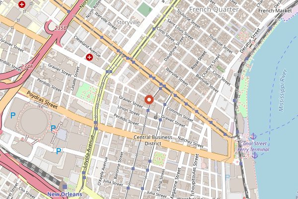 Map showing Merchant Cafe in New Orleans