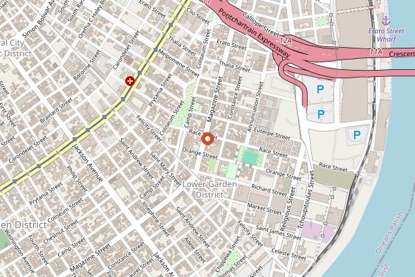 Map showing Mojo Coffee House in New Orleans