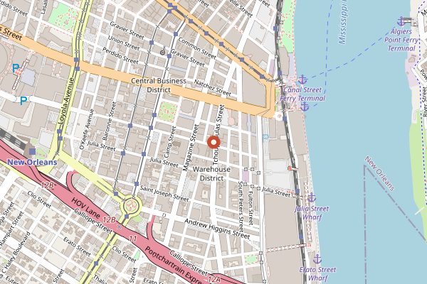 Map showing Revelator Coffee on Tchoupitoulas in New Orleans