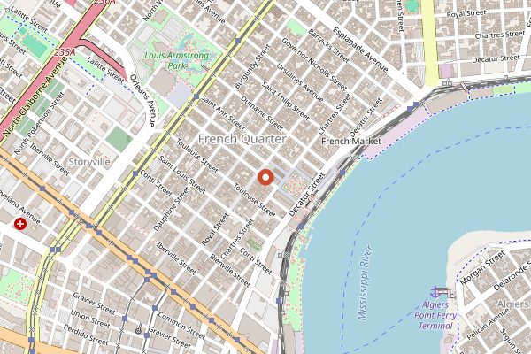 Map showing Spitfire Coffee in New Orleans