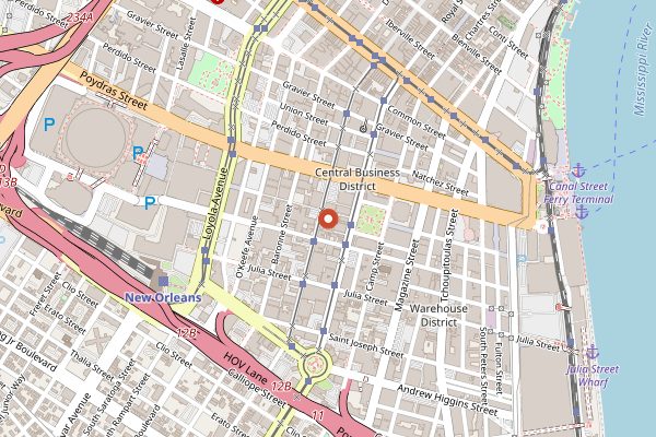Map showing Stumptown Coffee at Ace Hotel in New Orleans