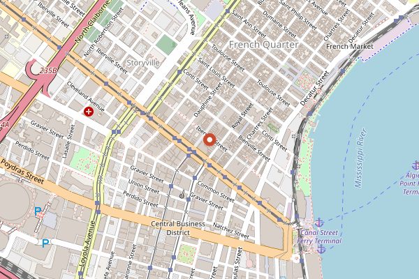 Map showing Acme Oyster House in New Orleans