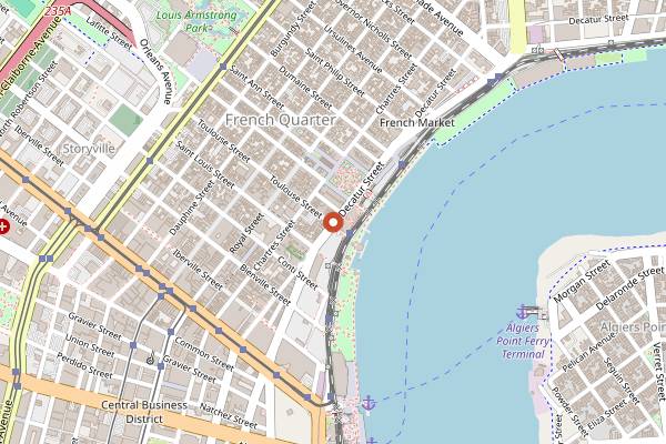 Map showing Cafe Maspero in New Orleans