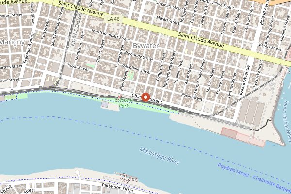Map showing Elizabeth's Restaurant in New Orleans