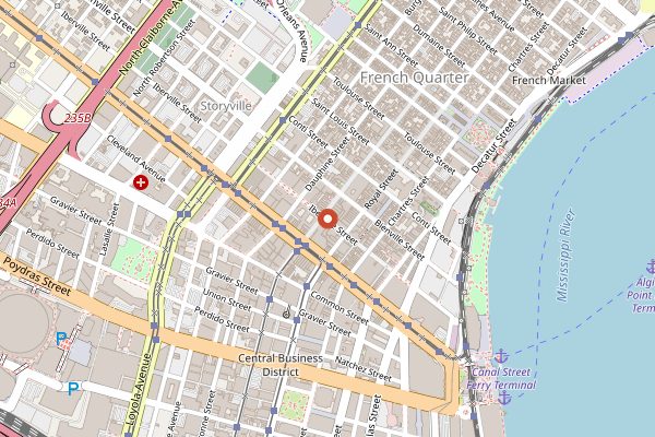 Map showing Felix's Restaurant and Oyster Bar in New Orleans
