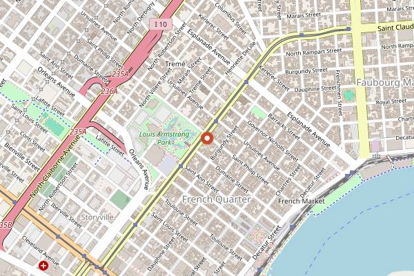 Map showing MaMou in New Orleans