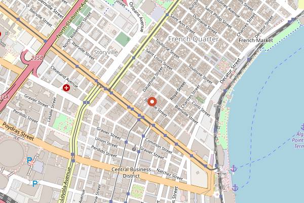 Map showing Olde Nola Cookery in New Orleans
