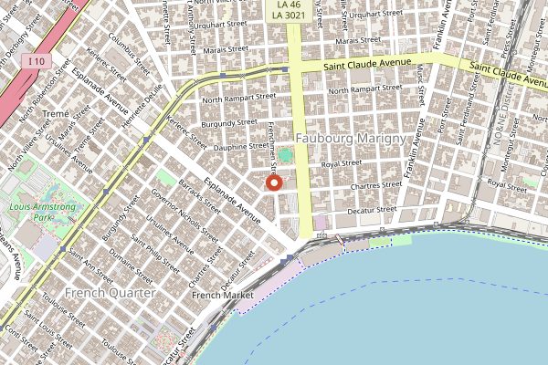 Map showing PJ's Coffee in New Orleans
