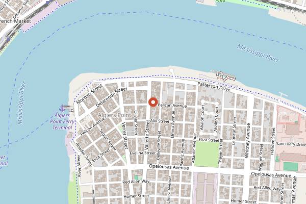Map showing Casa Pelican Cooking School in New Orleans