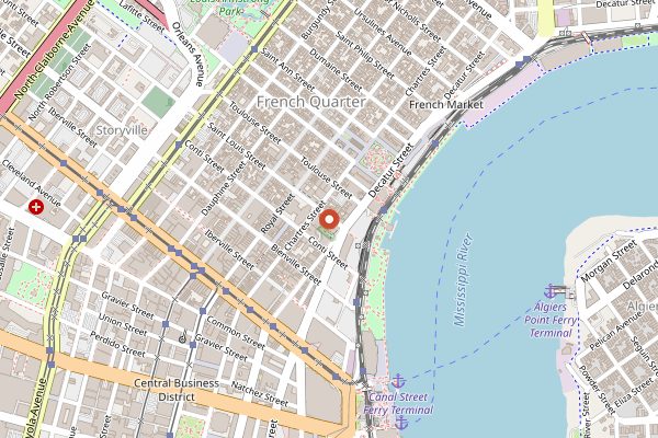 Map showing New Orleans School of Cooking in New Orleans