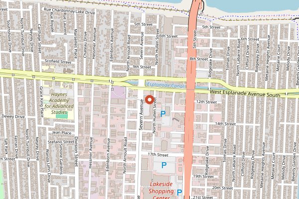 Map showing Kosher Cajun NY Deli and Grocery in New Orleans