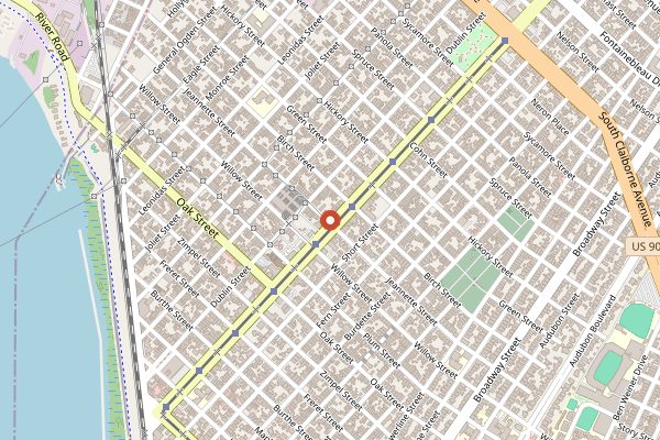 Map showing Lebanon's Cafe in New Orleans