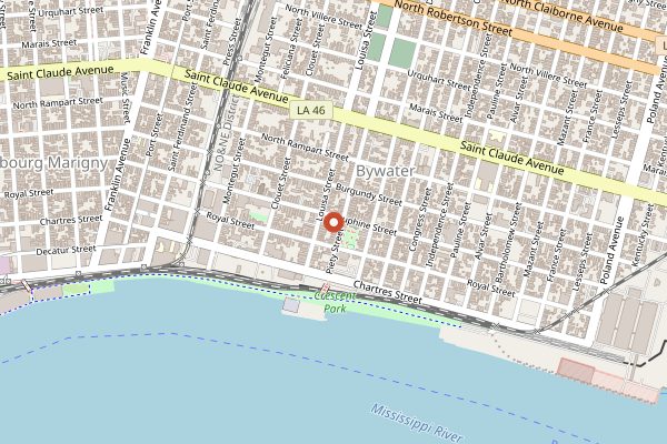 Map showing Satsuma Cafe in New Orleans