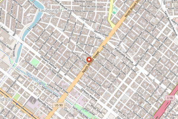 Map showing Sweet Soulfood in New Orleans