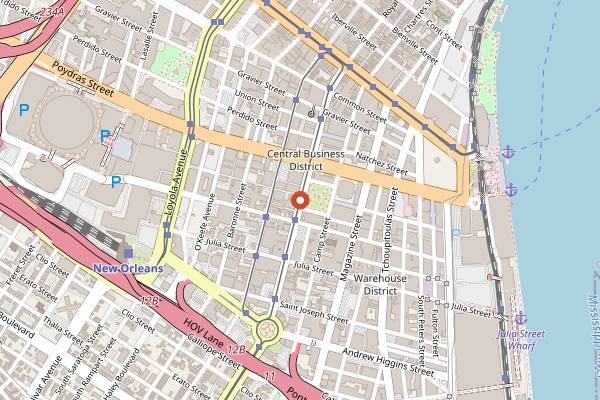 Map showing Crescent City Blues & BBQ Festival in New Orleans
