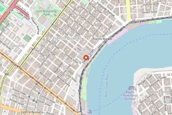 Map showing French Quarter Festival in New Orleans