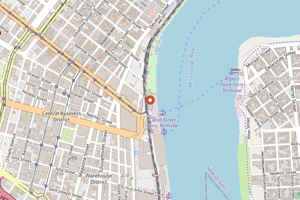 Map showing New Orleans Oyster Festival in New Orleans