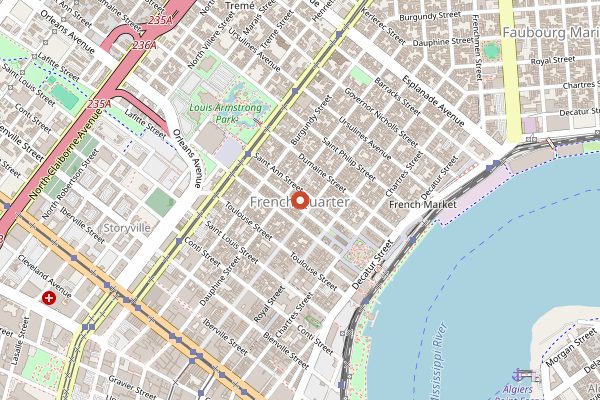 Map showing New Orleans Wine and Food Experience in New Orleans