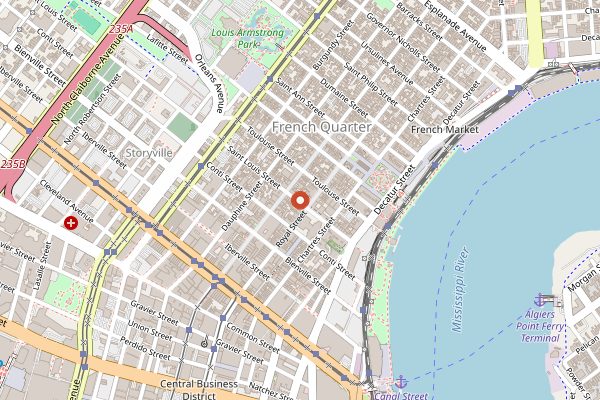 Map showing Antoine's in New Orleans