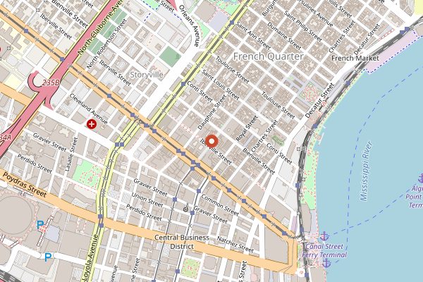 Map showing Galatoire's in New Orleans