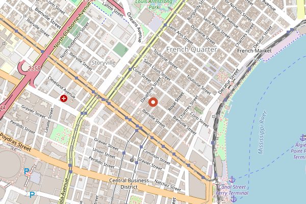 Map showing GW Fins in New Orleans