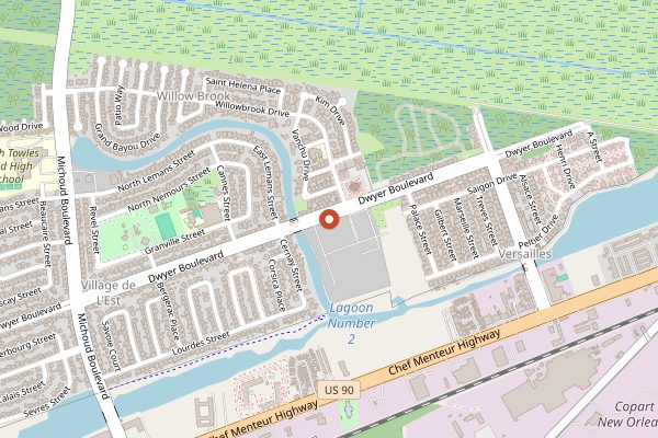 Map showing Saturday Vietnamese Market at Mary Queen of Vietnam in New Orleans
