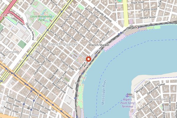 Map showing Cafe du Monde in New Orleans