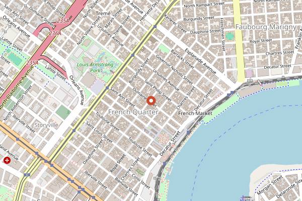 Map showing Clover Grill in New Orleans