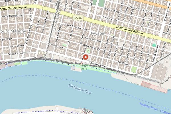 Map showing Pizza Delicious in New Orleans