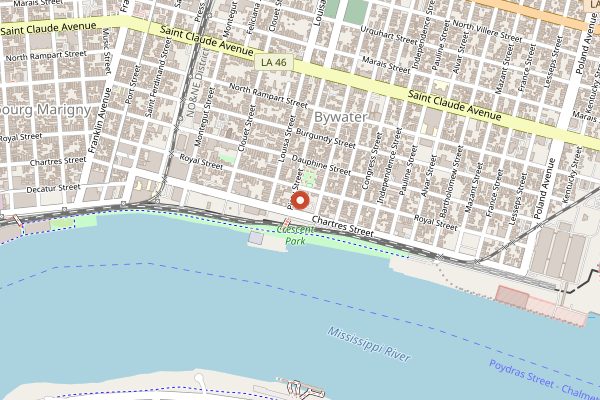 Map showing Pizza Delicious in New Orleans