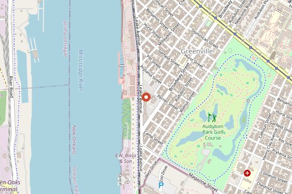 Map showing Crescent City Farmers Market Saturday Uptown in New Orleans