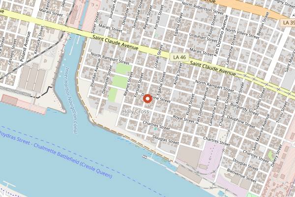 Map showing Sankofa Farmers Market in New Orleans