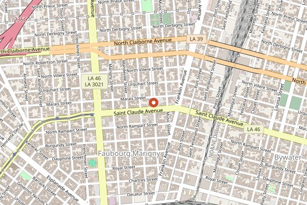 Map showing St Roch Market in New Orleans