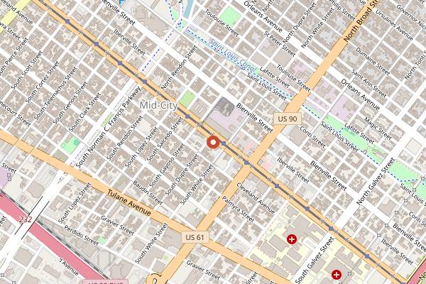 Map showing Chickie Wah Wah in New Orleans