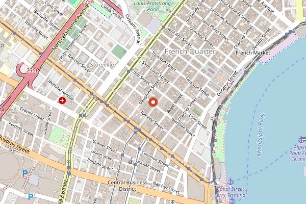 Map showing French 75 Bar in New Orleans