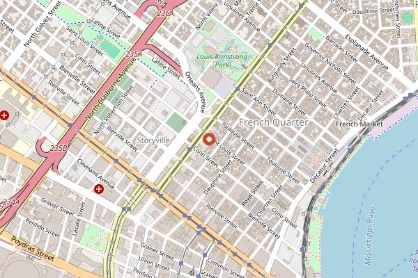Map showing Jewel of the South in New Orleans